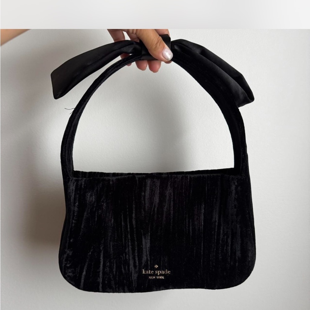 Kate Spade Black Velvet Bow Shoulder Bag